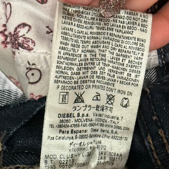 Diesel Dark Wash 008AA Stretch Clushy Back Zipper Low Rise Skinny Jeans size 29 - Picture 9 of 16